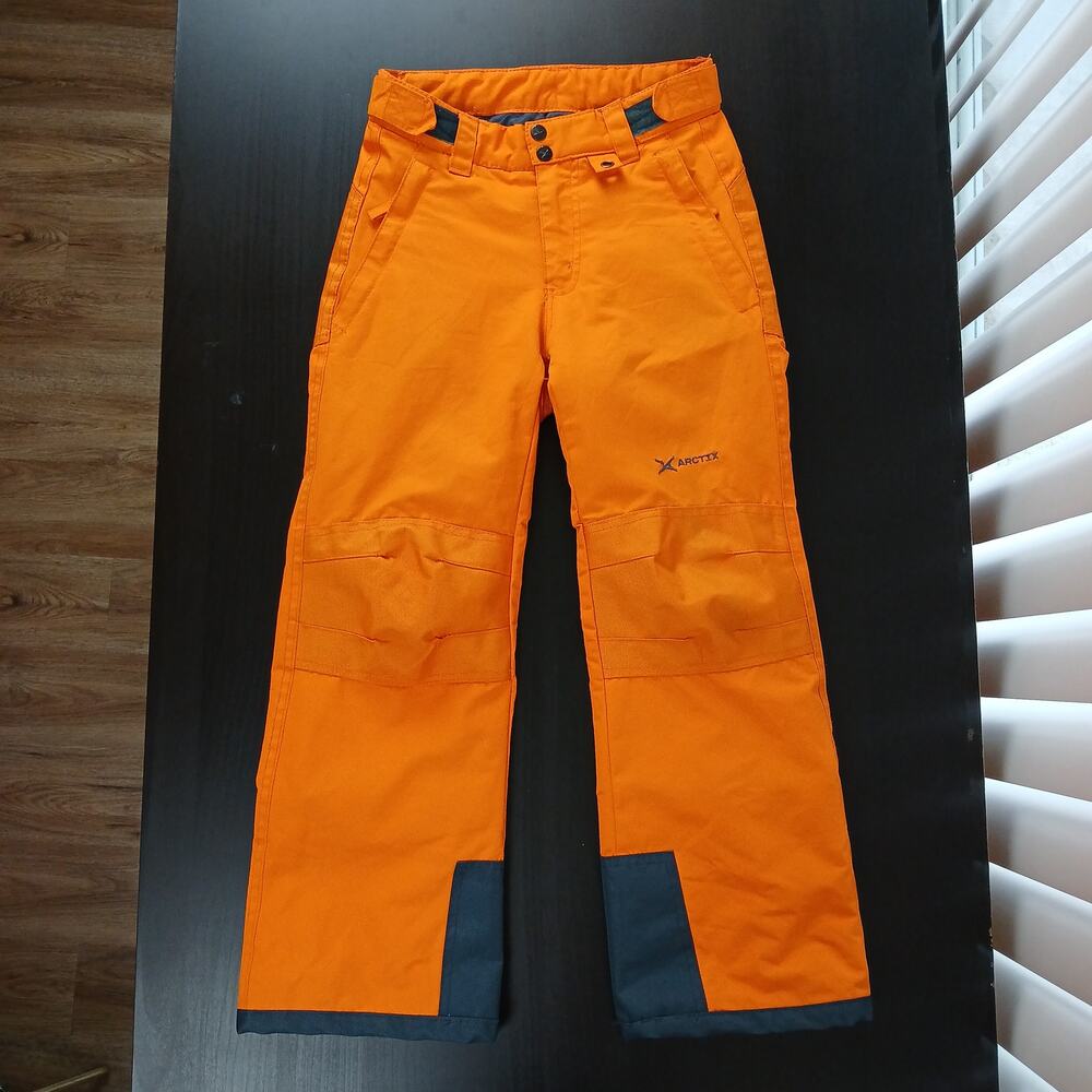 Arctix Insulated Ski Snow Pants Kids sz M 5K Sunset orange reinforced seat knee